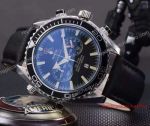 Replica Omega Planet Ocean 600m Chronograph Watch Black Leather
